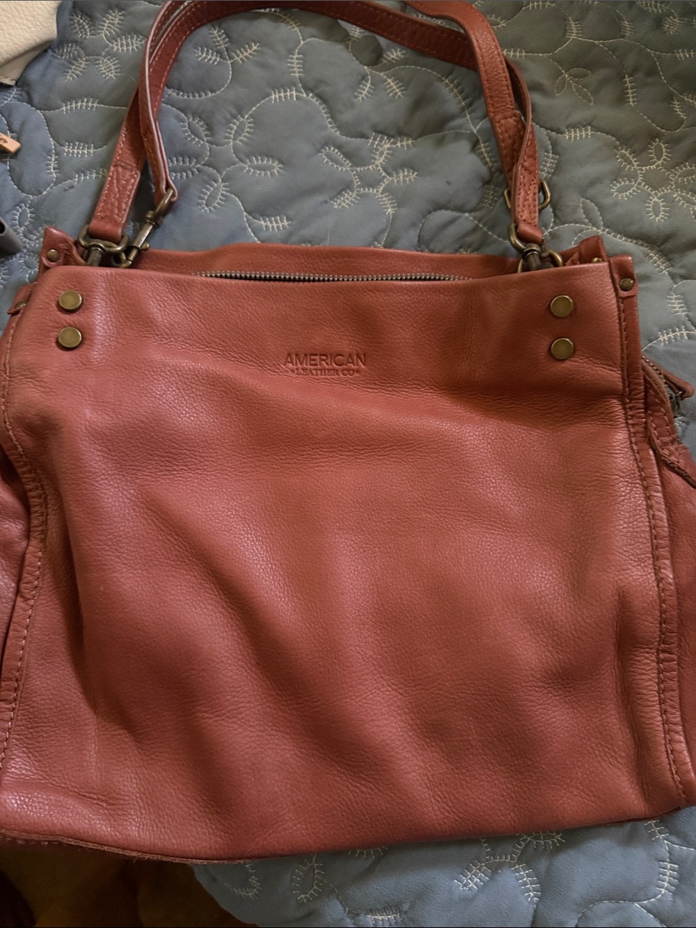 American Leather Shoulder Bag in Rust Brown